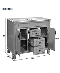 Sillysis Bathroom Vanity with Sink, Solid Wood Cabinet, Soft Close Doors and