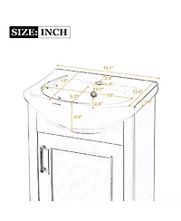 Sillysis 19.7" French Bathroom Vanity with Bulged Ceramic Sink, Soft Close Door Storage Cabinet for Small Spaces