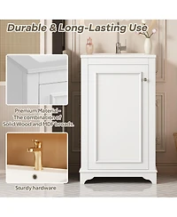 Sillysis 20" Bathroom Vanity with Ceramic Sink, Modern Solid Wood & Mdf Cabinet, Soft-Close Door for Small Spaces