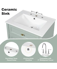 Sillysis 24" Bathroom Vanity with Sink, Compact Modern Design for Small Bathrooms