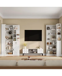 gaomon 74'' Tall Corner Bookshelf - 6-Tier Book Shelf with Drawer and Cabinets, l-Shaped Bookcase Open Storage Shelves Modern Display Shelf for Home