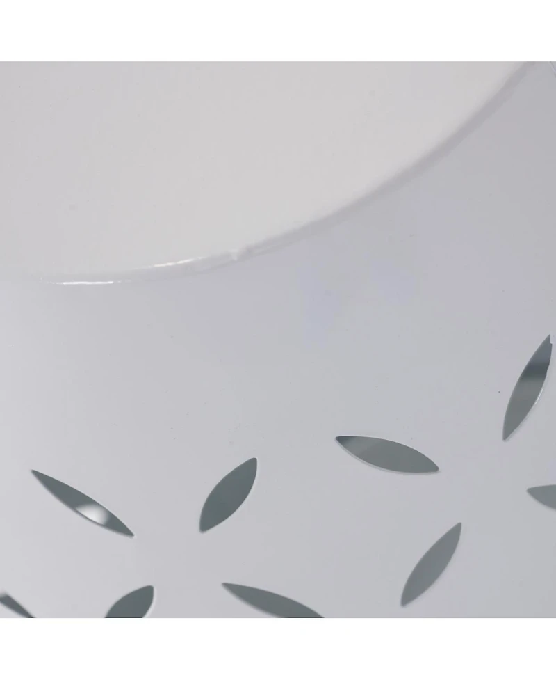 Streamdale Furniture Sculptural Barrel Side Table with Laser-Cut Floral Motifs