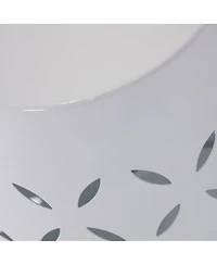 Streamdale Furniture Sculptural Barrel Side Table with Laser-Cut Floral Motifs