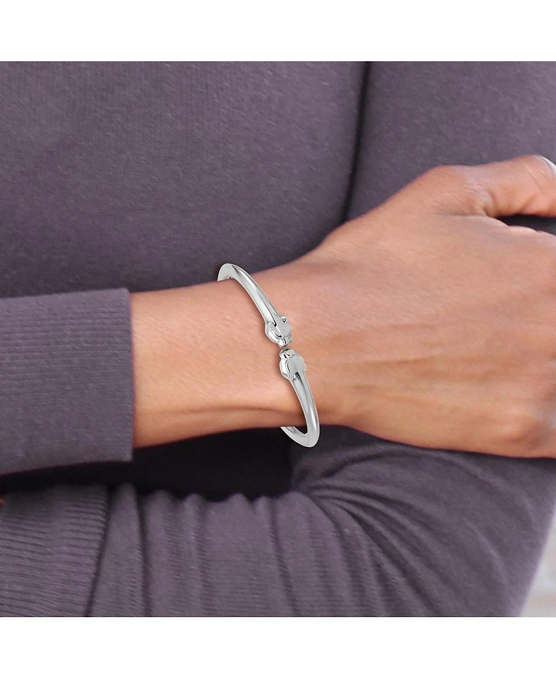 Curata Jewelry Solid 18k Panther Head Hinged Cuff Bangle