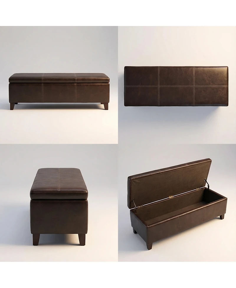 Streamdale Furniture 50.25" Wide Distressed Faux Leather Storage Ottoman Bench