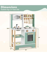 Slickblue Pretend Play Wooden Kitchen with Chalkboard Birthday Gift for Kids