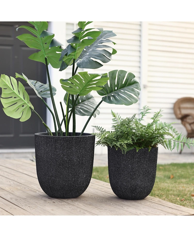 LuxenHome 2-Piece Tapered Round Plastic Planters Set
