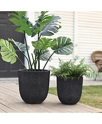 LuxenHome 2-Piece Tapered Round Plastic Planters Set