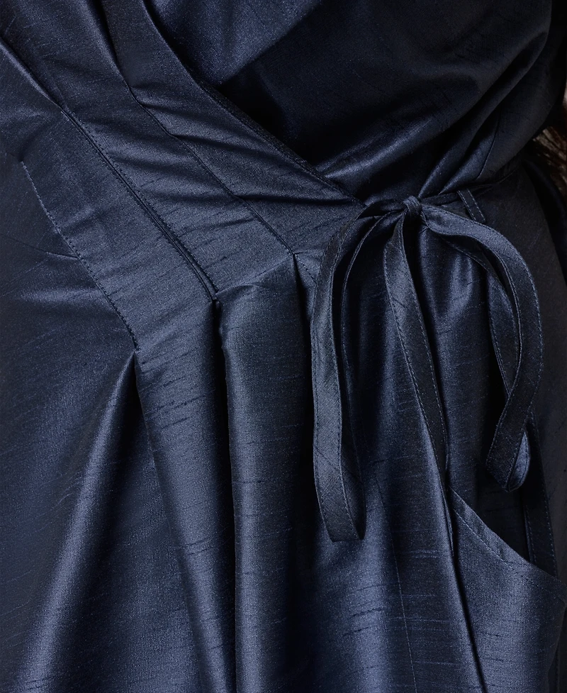 Donna Karan New York Plus Shantung Fit And Flare V-Neck Wrap Dress