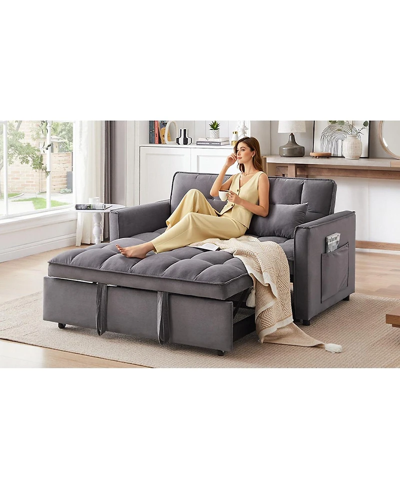 Streamdale Furniture Modern Velvet 3-in-1 Convertible Sofa Bed with Storage