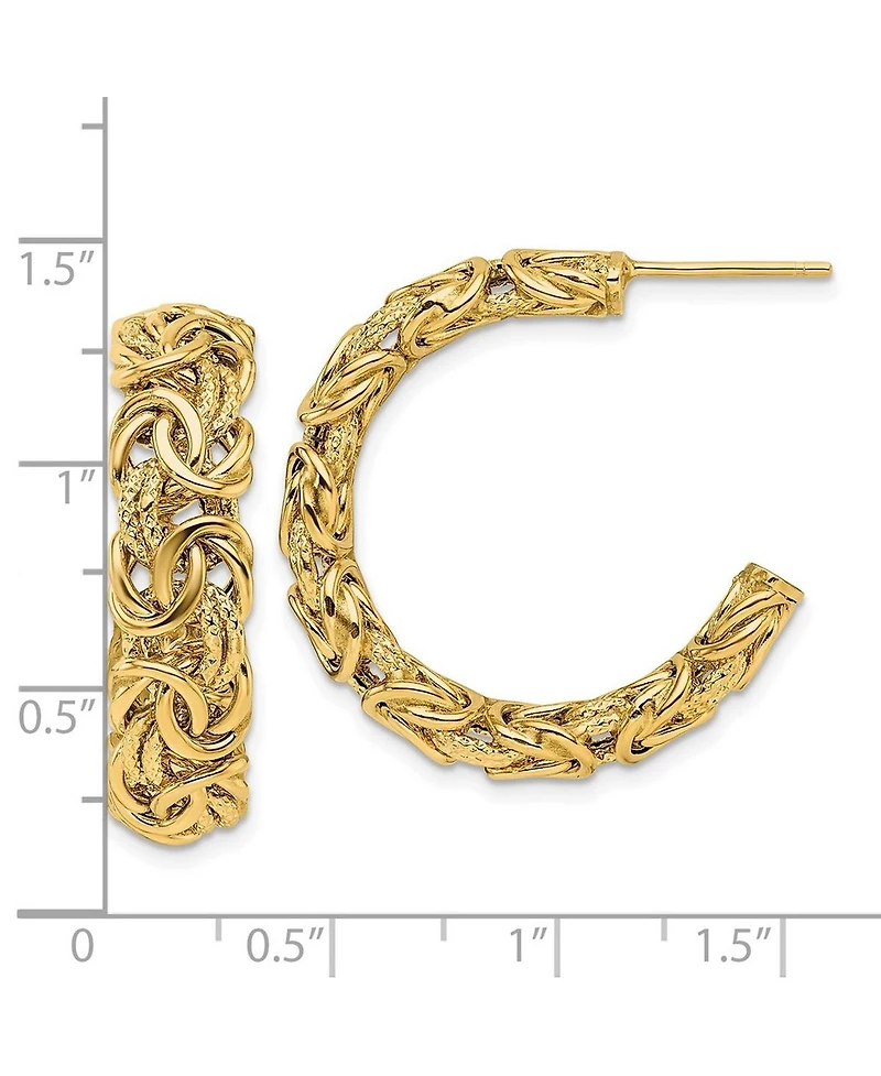 Curata Jewelry Solid 18k Yellow Gold Italian Byzantine Half Hoop Earrings