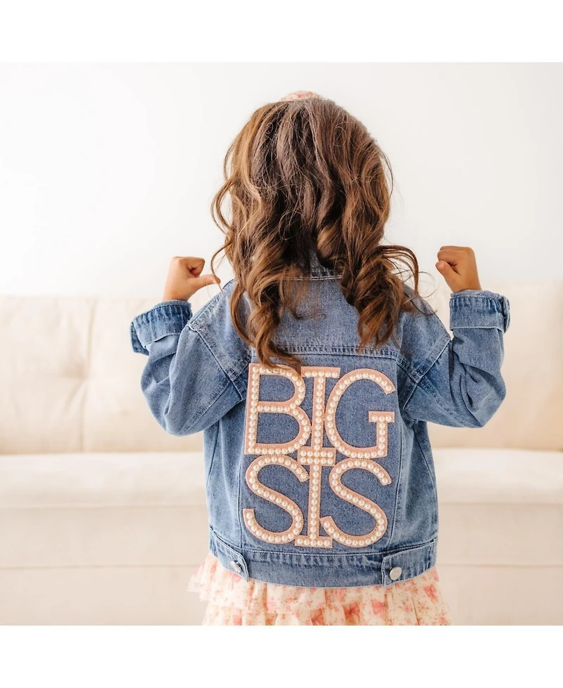 Sweet Wink Big Girls Sis Pearl Patch Denim Jacket