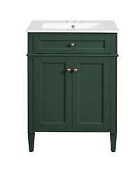 Sillysis 24" Modern Bathroom Vanity with Ceramic Sink, Soft Close Doors & Adjustable Storage Shelf for Small Spaces