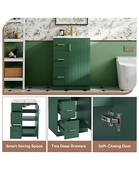 Sillysis 24" Modern Bathroom Vanity with Sink, Small Freestanding 2 Drawers and Soft Close Door
