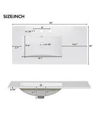 Sillysis 36" Bathroom Vanity with Sink, Solid Wood Cabinet & 5 Drawers Storage, Modern Freestanding Bath Cabinet for Small Spaces