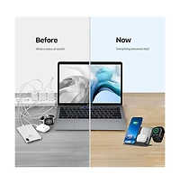 Artudatech 6-in-1 Wireless Charging Station with Clock, Alarm & Temp Display, 15W Fast Charging for iPhone, Apple Watch & AirPods