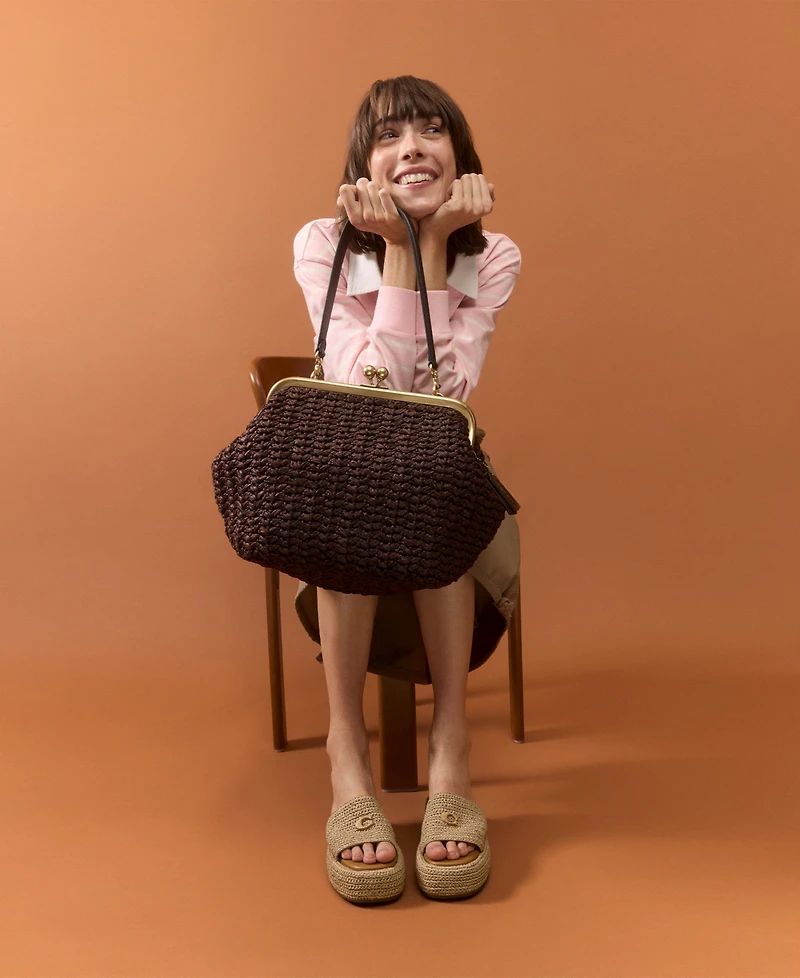 Coach Straw Kisslock Small Frame Bag 27