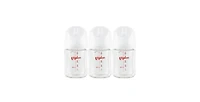Pigeon Baby Glass Nursing Bottle Wide Neck, Includes 3pcs Stage1 Nipples