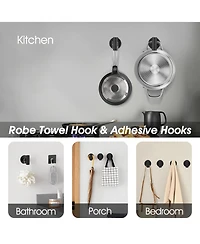 Rainsken 9-Piece Wall-Mounted Bathroom Hardware Accessory Set, Stainless Steel Towel Bar, Towel Ring, Toilet Paper Holder and Robe Hook