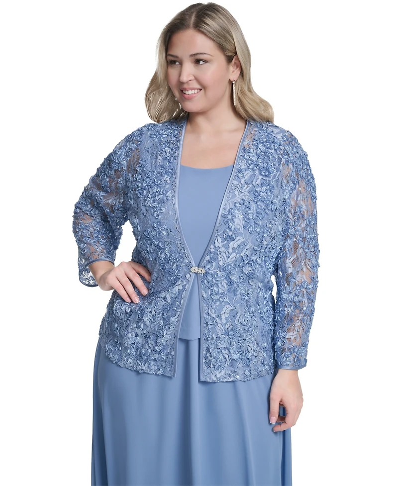 Jessica Howard Plus Soutache Jacket and Fit & Flare Dress, 2-Piece Set