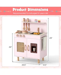 Slickblue Kids Wooden Toy Kitchen Playset with Working Ice Maker