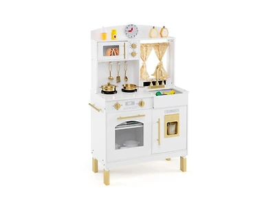 Slickblue Kids Wooden Chef Pretend Play Kitchen with Adjustable Heights