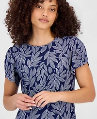 Anne Klein Essentials Petite Printed Tulip-Sleeve Top