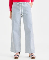 Style & Co Women's Striped High-Rise Pull-On Wide-Leg Jeans, Macy's Exclusive