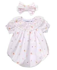 Baby Essentials Girls' Ditsy Floral Bubble Romper & Headband, 2-Piece Set