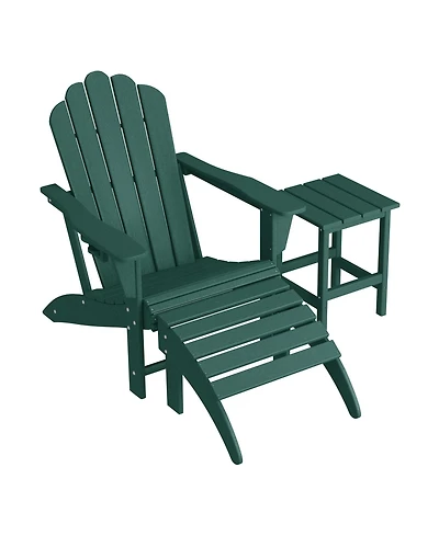 WestinTrends 3-Piece Adirondack Chair with Cup Holder and Folding Ottoman Table Set