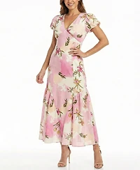 Taylor Petite V-Neck Short-Sleeve Dress