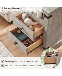 Yigii Rustic Nightstand with Charging Station & Storage