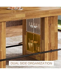 Tribesigns 63-Inch Bar Table with Storage Shelves, Counter Height Pub Table with Metal Footrest, Rectangular High Top Home Bar Units
