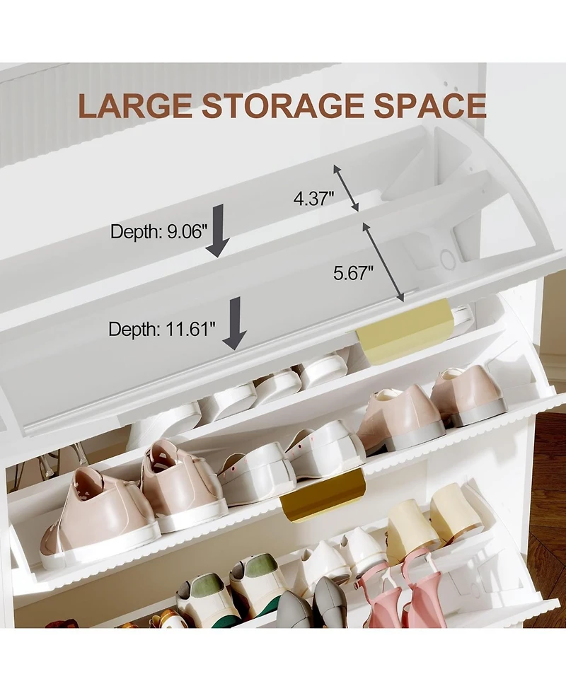 gaomon Modern Fluted Entryway Shoe Cabinet