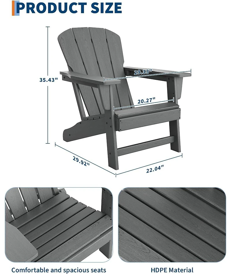 gaomon Modern Hdpe Plastic Adirondack Chair Set of 4 with 2 Side Table