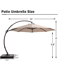 Boyel Living 12ft Luxury Cantilever Patio Umbrella with Weighted Base, Champagne