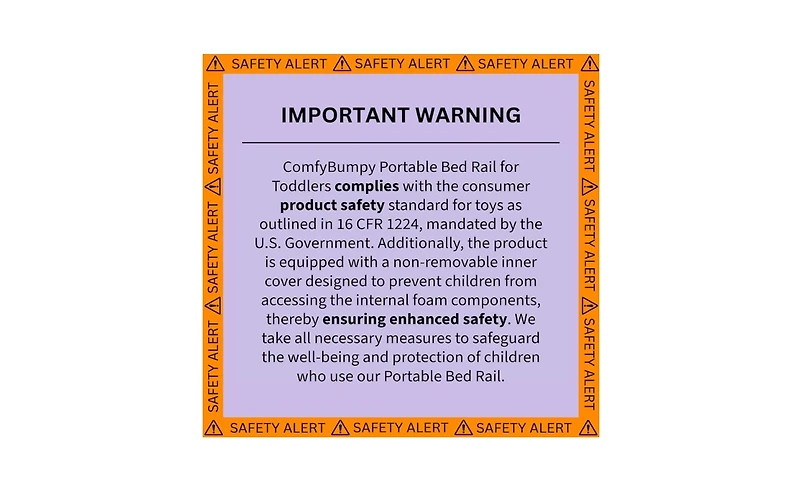 ComfyBumpy Toddler Foam Bed Rail for Toddlers, Portable Bed Bumper For Twin, Full, Queen, and King Beds, 1 Pack