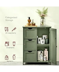 Yigii Freestanding Storage Cabinet with 3 Drawers & Adjustable Shelf