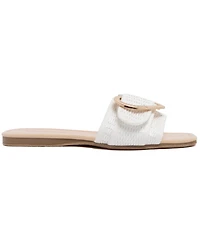 Juicy Couture Women's Zapphire Heart Buckle Slide Flat Sandals