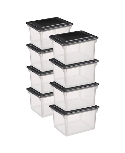 Sterilite File Box, Clear Bankers Box, Organizer Storage Tote w/ Lid (8 Pack)
