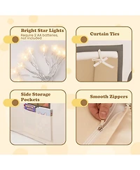 Mecale Kids Large Playhouse Tent with Star Lights, Door Curtain, and Windows, Indoor