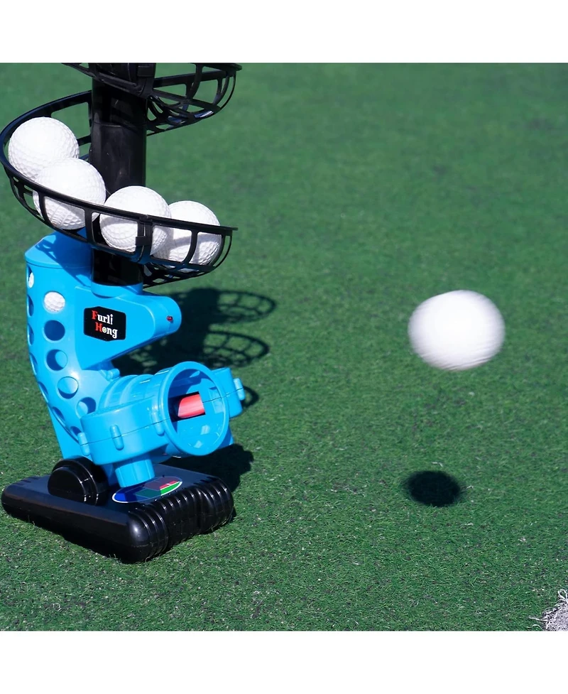 Furlihong Portable Baseball Pitching Machine with Bat and 12 Training Balls Battery Powered with 3 Adjustable Launch Angles for Kids and Beginners