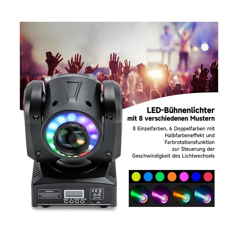 Artudatech 100W Rgbw Moving Head Stage Light with Dynamic Pattern & Rainbow Effects, Sound/Dmx Ready