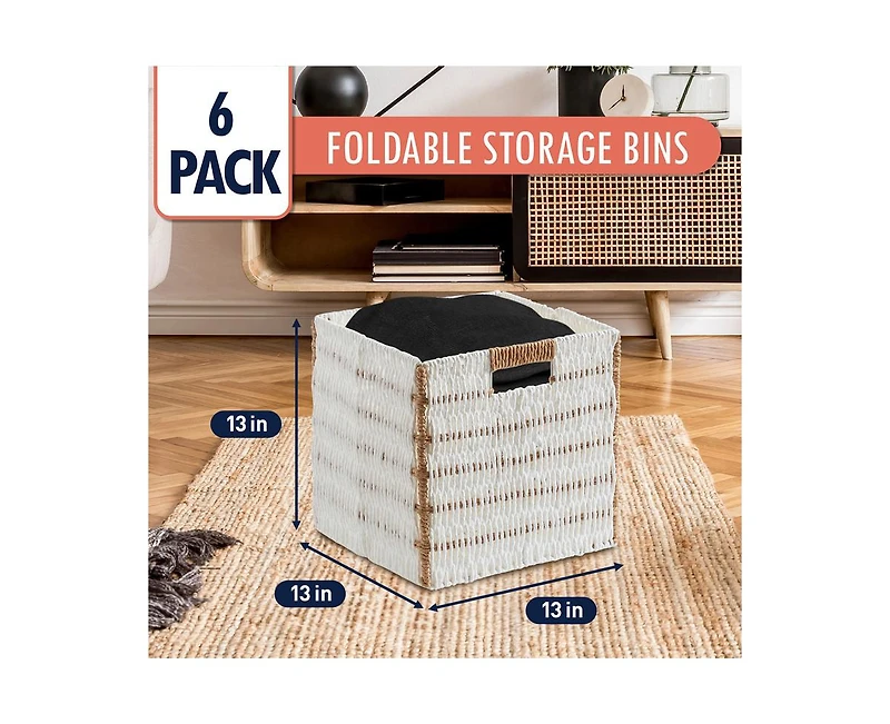 Ornavo Home 6 Pack Paper Wicker Storage Cube Bin Shelf Basket