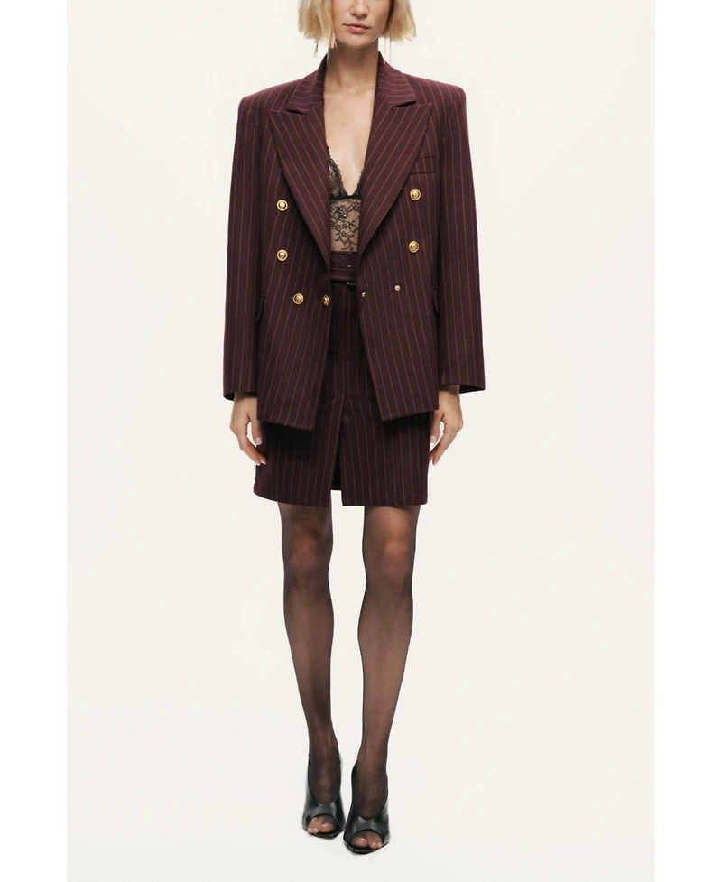 Nocturne Women's Pinstripe Belted Pencil Skirt