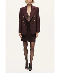 Nocturne Women's Pinstripe Belted Pencil Skirt