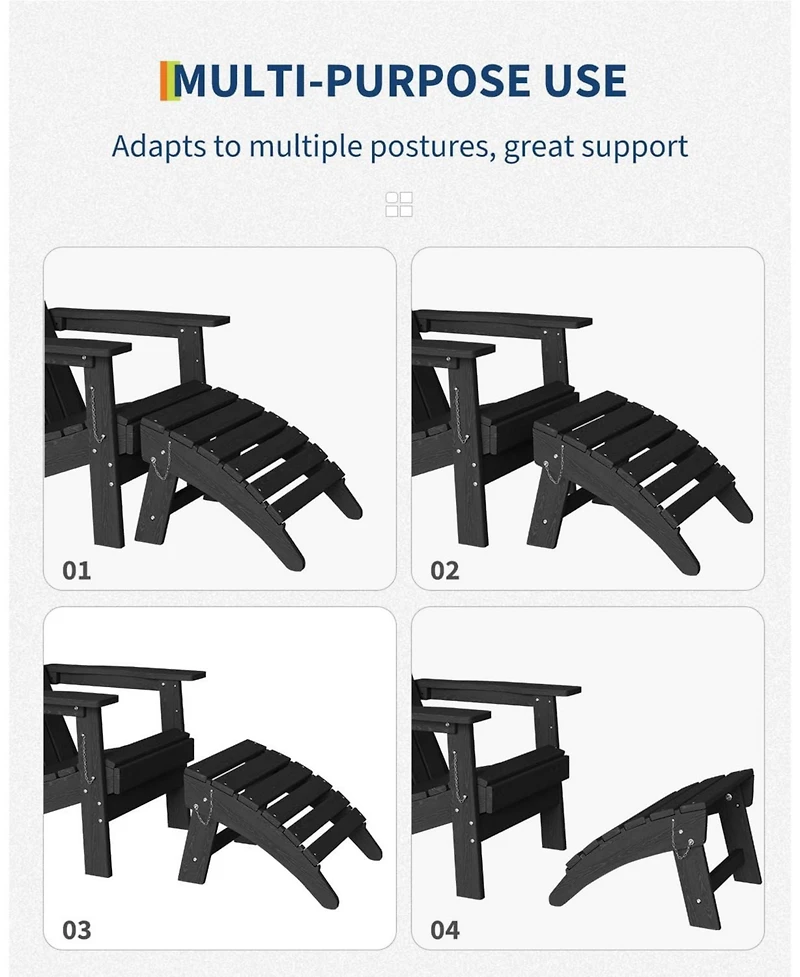 gaomon Folding Adirondack Ottoman Set of 2 - Hdpe All-Weather Outdoor Footrests for Patio, Deck, Poolside