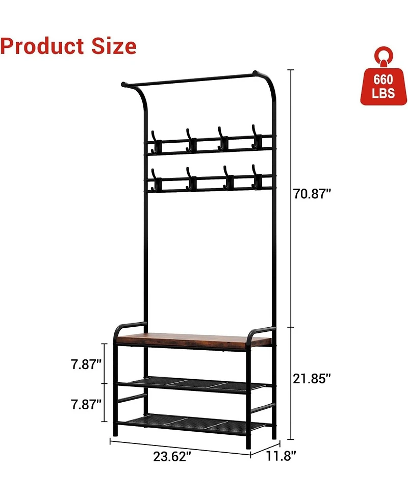 gaomon Retro Slim Hall Tree Coat Rack