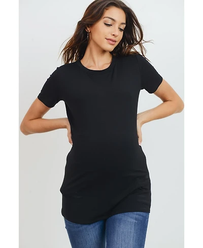 Hello Miz Maternity Short-Sleeve Crewneck T-Shirt Top