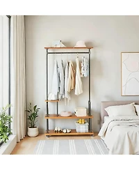 Yigii Heavy Duty Industrial Pipe Garment Rack with Wheels for Home and Office